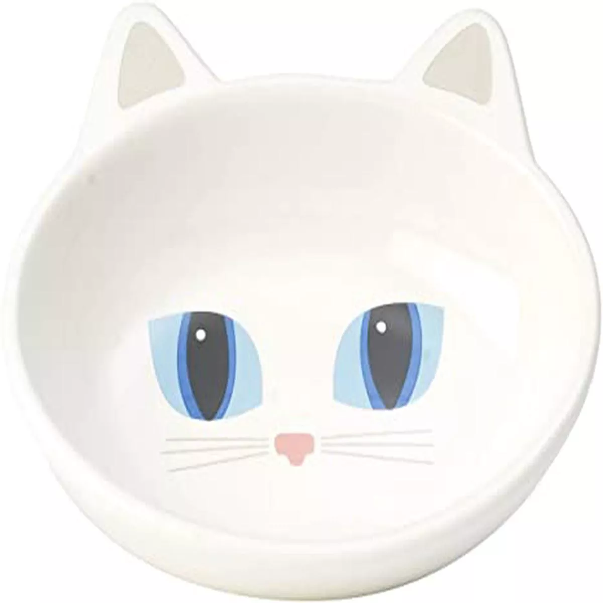 PetRageous Designs Frisky Kitty Oval Cat Dish, White, 5.5-in