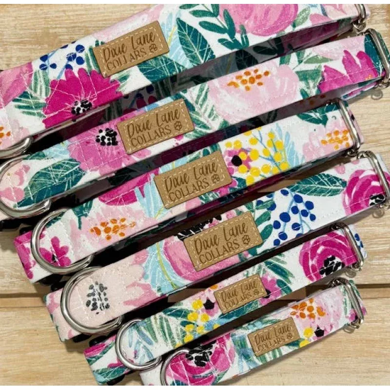 Pink Poppy Floral Dog Collar, Dixie Lane Collars