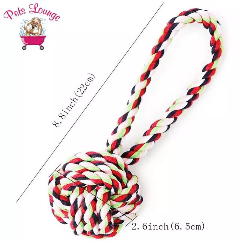 PL – Small Rope Ball Toy With Handle – Multicolor