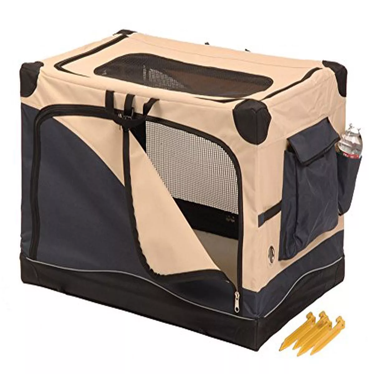 Precision Pet 3501-35012 Soft Side Pet Crate Navy/Tan 24X18X17 – Default Title