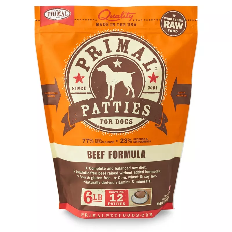Primal | Frozen Raw Patties Beef Formula 6 lb