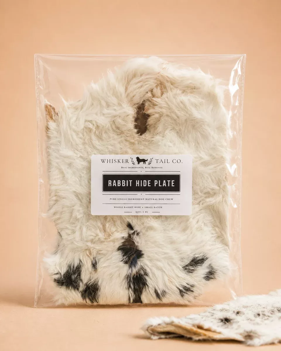 Rabbit Hide Plate for Dogs | Single-Ingredient Natural Chew | Whisker & Tail Co.