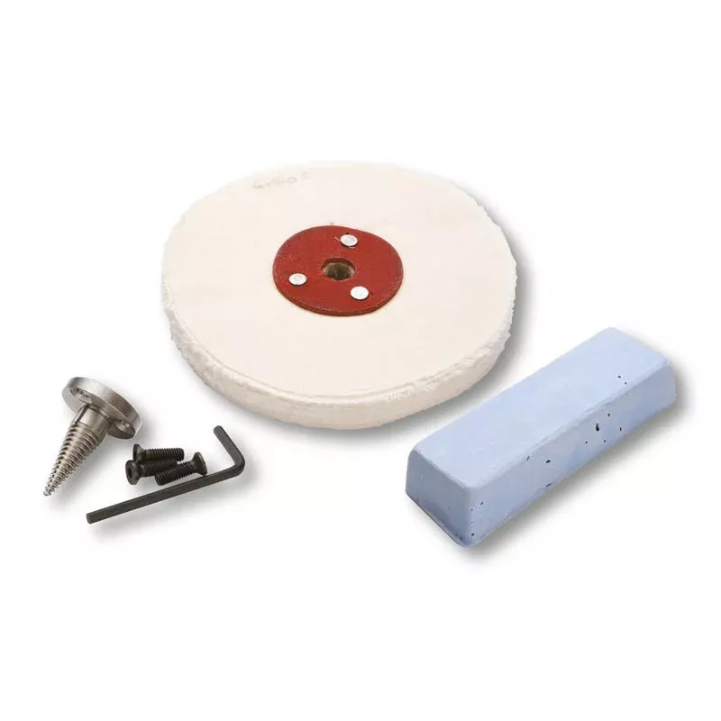 Robert Sorby ProEdge Buffing Kit (WPEBUFFKIT) WPEBUFFKIT – ProEdge Buffing Kit – Pigtail Mandrel, Polishing Mop, Honing Compound, & Hardware
