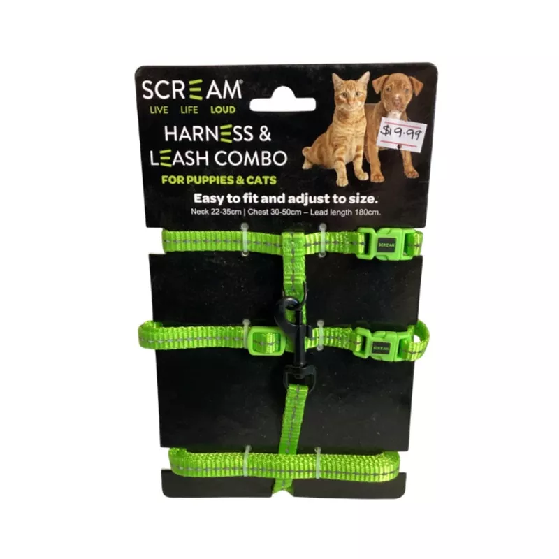 Scream Harness and Leash Combo Green