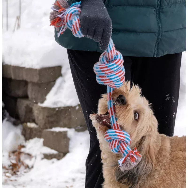 ThoozyPet 3-Knot Rope Dog Toy Blue / Red 25″
