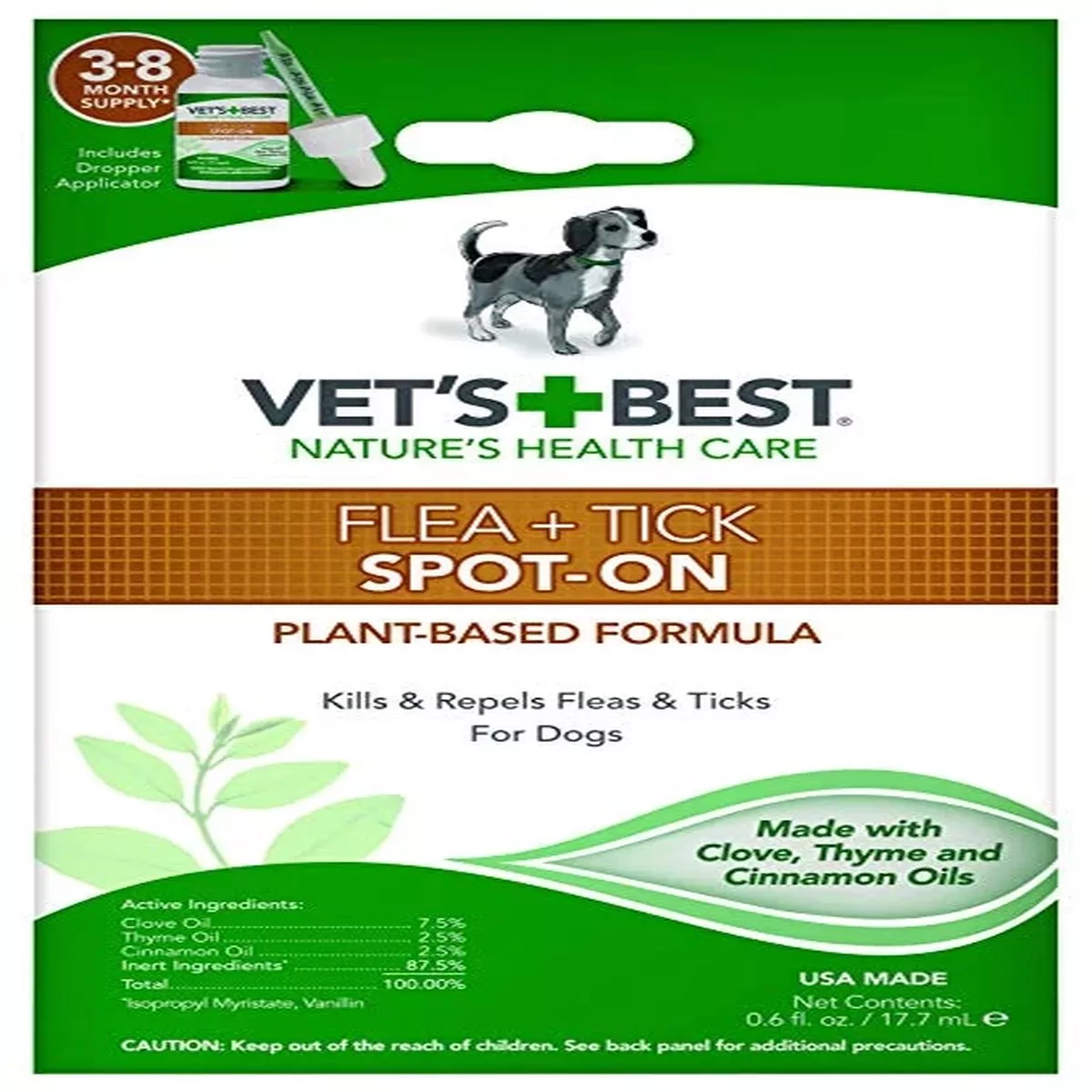 Vet's Best Flea and Tick Spot-On for Dogs .6 oz