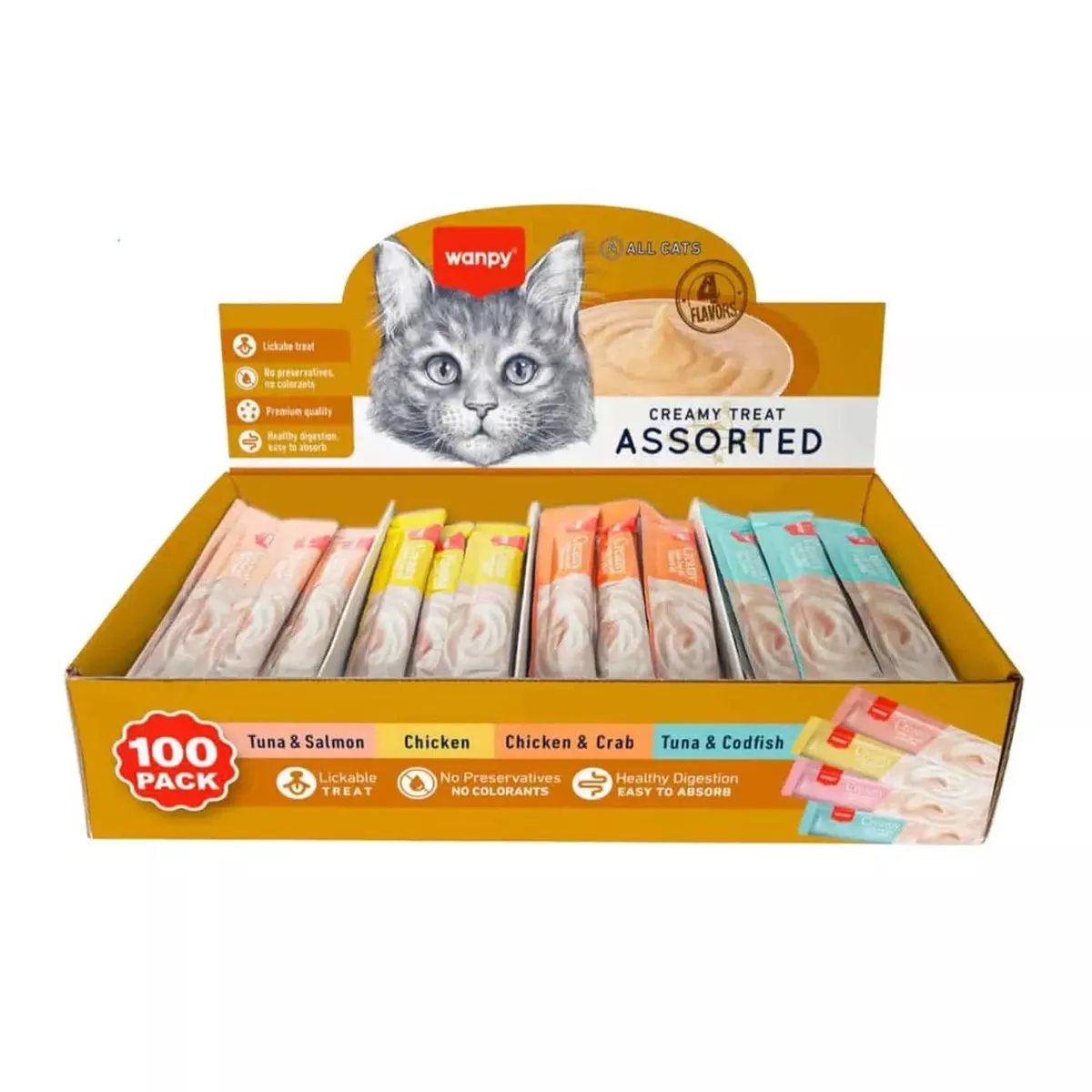 Wanpy Creamy Treat Assorted Mix Flavor 100pc (1400g)