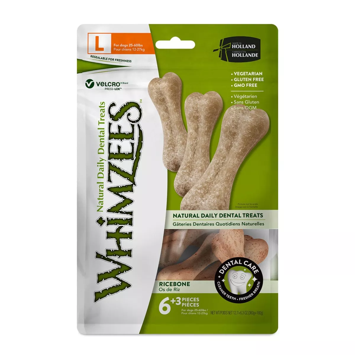Whimzees Rice Bone Dental Dog Treat Large (9pcs)