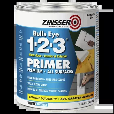 Zinsser Bulls Eye 1-2-3 Water-Base Primer for All Surfaces – 1 qt